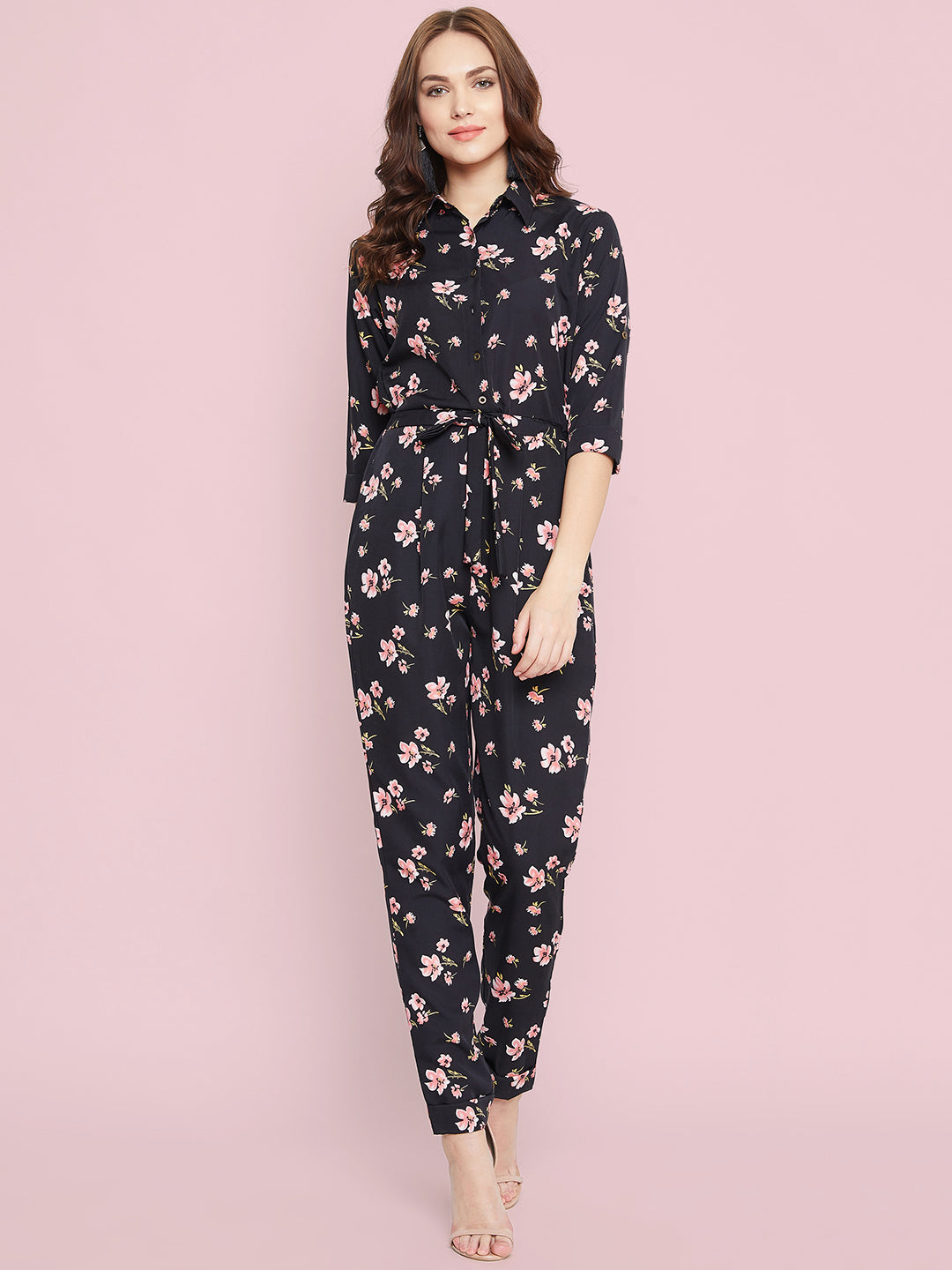 Floral Roll Up Jumpsuit
