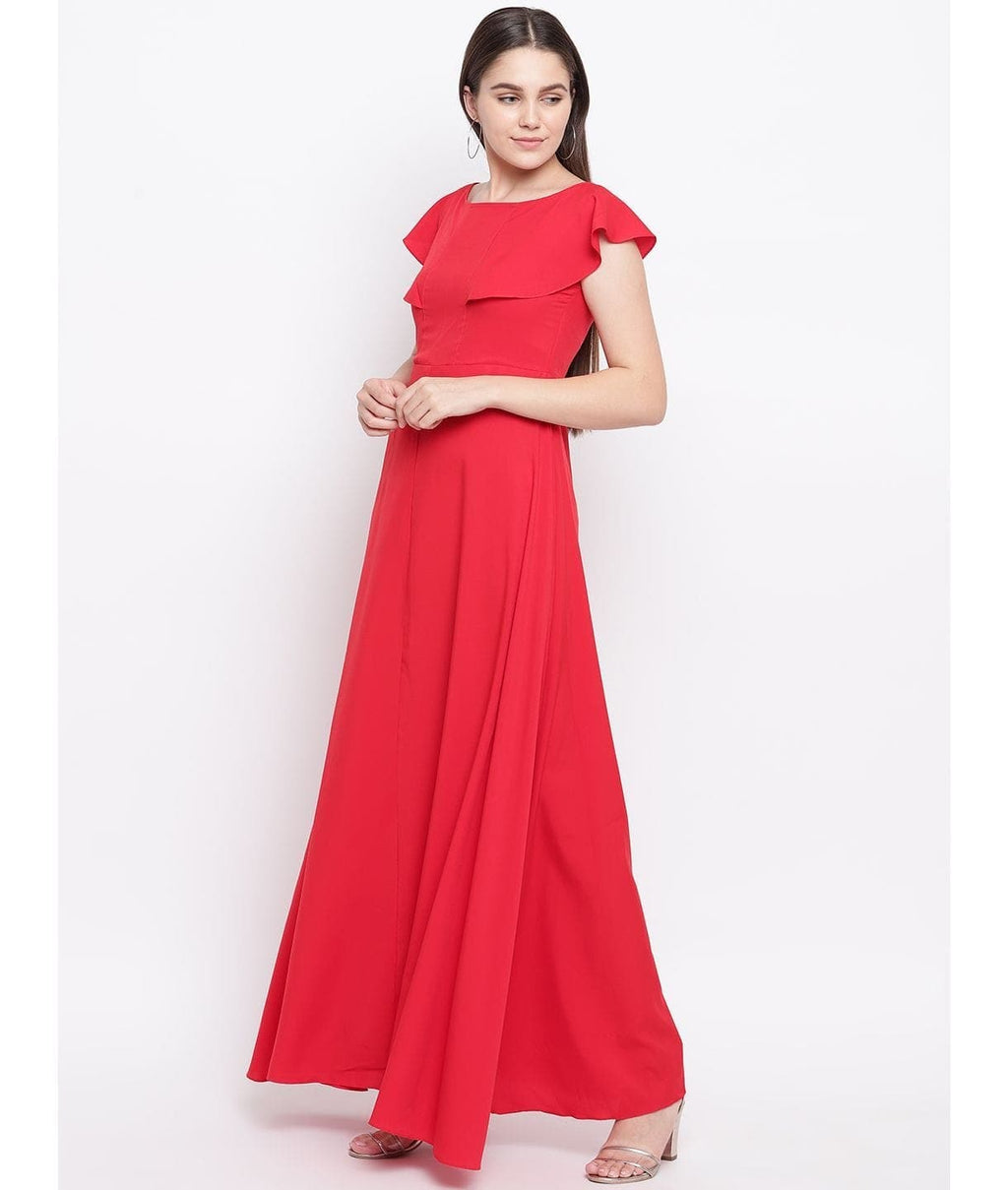 Flared Ruffle Maxi Gown