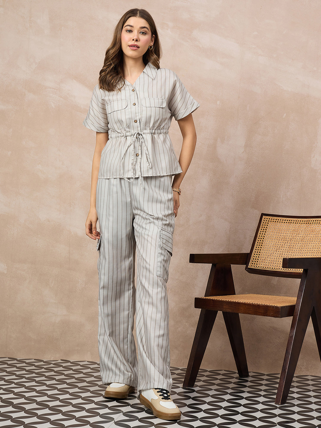 Pure Linen Drawstring Waist Shirt & Pant Set