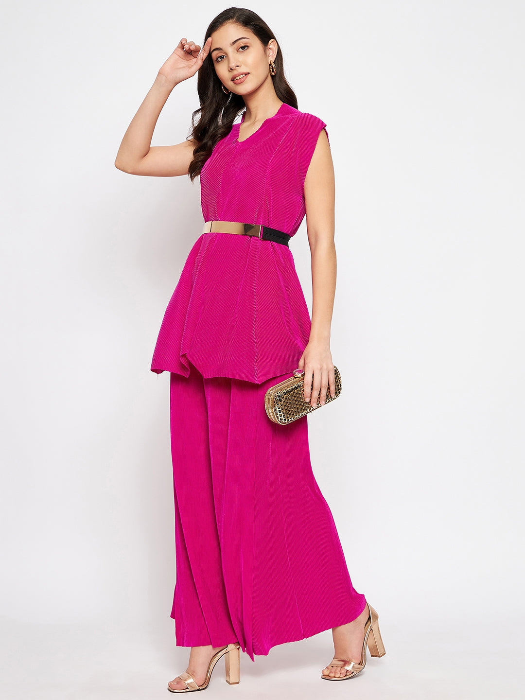 Pleated Pants with a Front Drape
