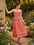 Scalloped Fit and Flare Midi Cotton Dress
