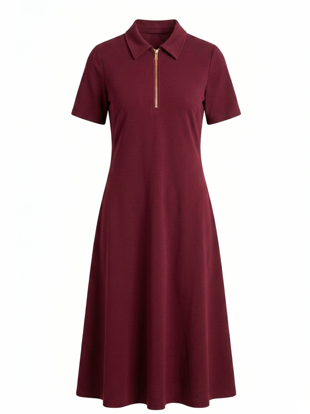 Stretchable Front Zip-up Midi Dress