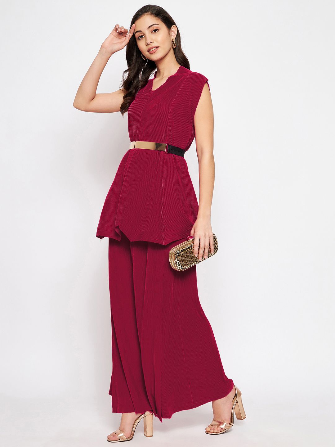 Pleated Pants with a Front Drape