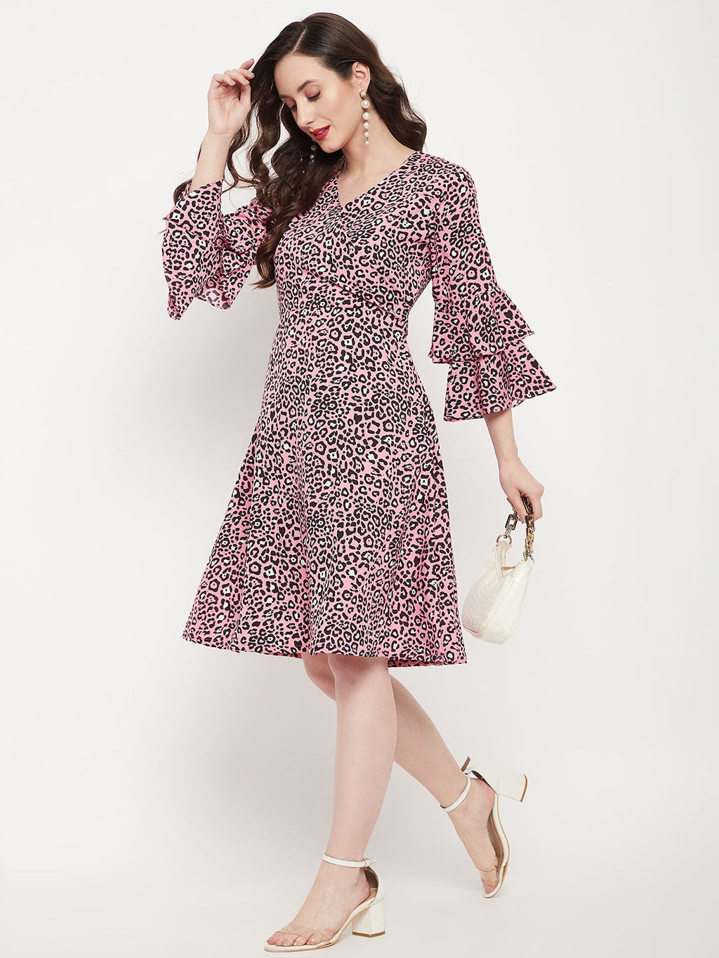Wrap Bell Sleeves Skater Dress