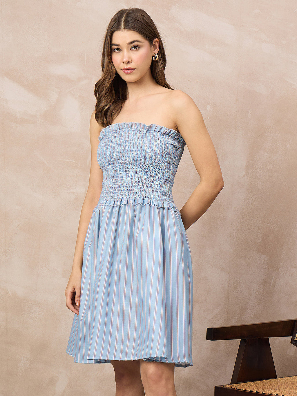 Pure Linen Strapless Mini Dress