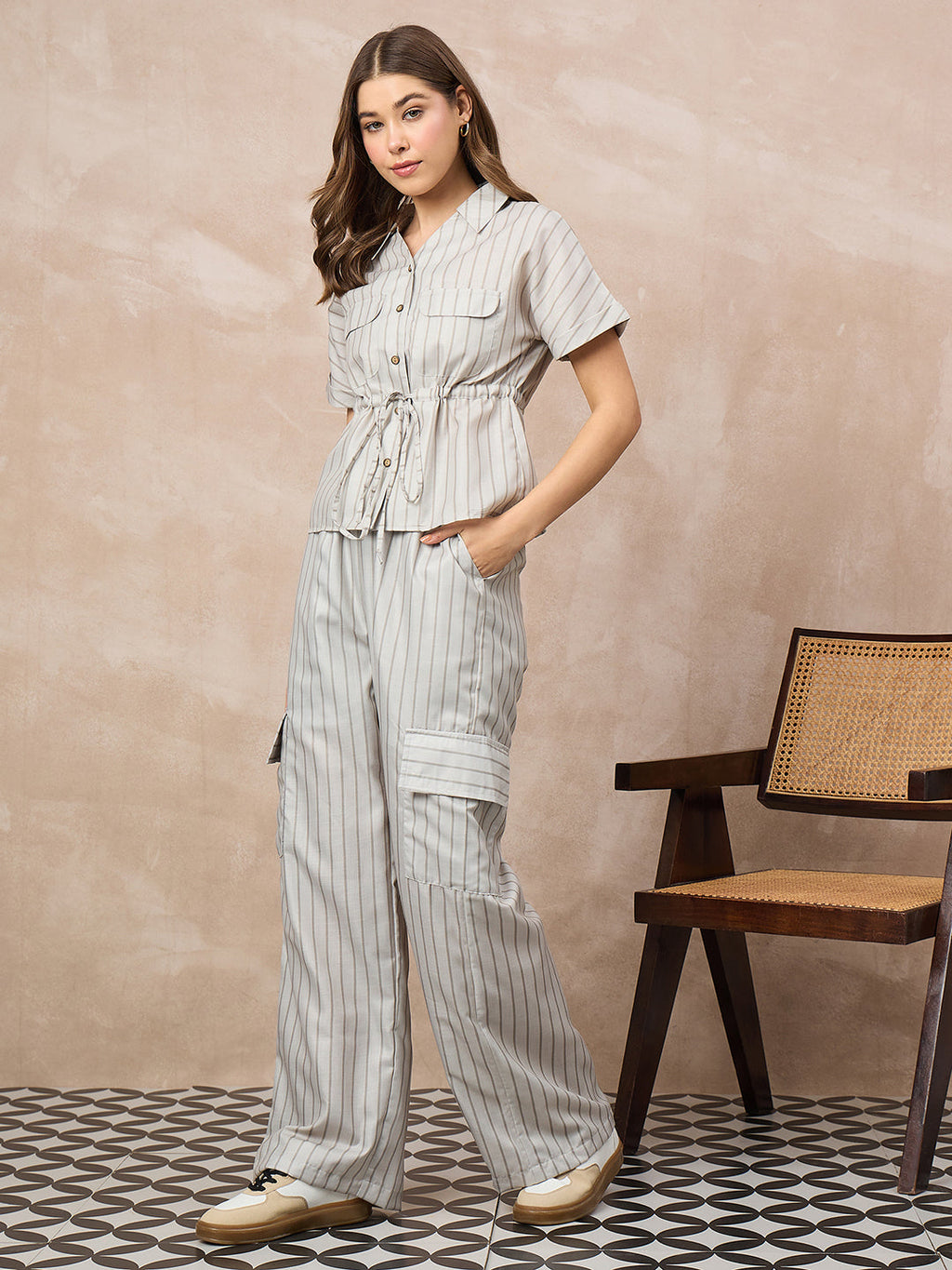 Pure Linen Drawstring Waist Shirt & Pant Set