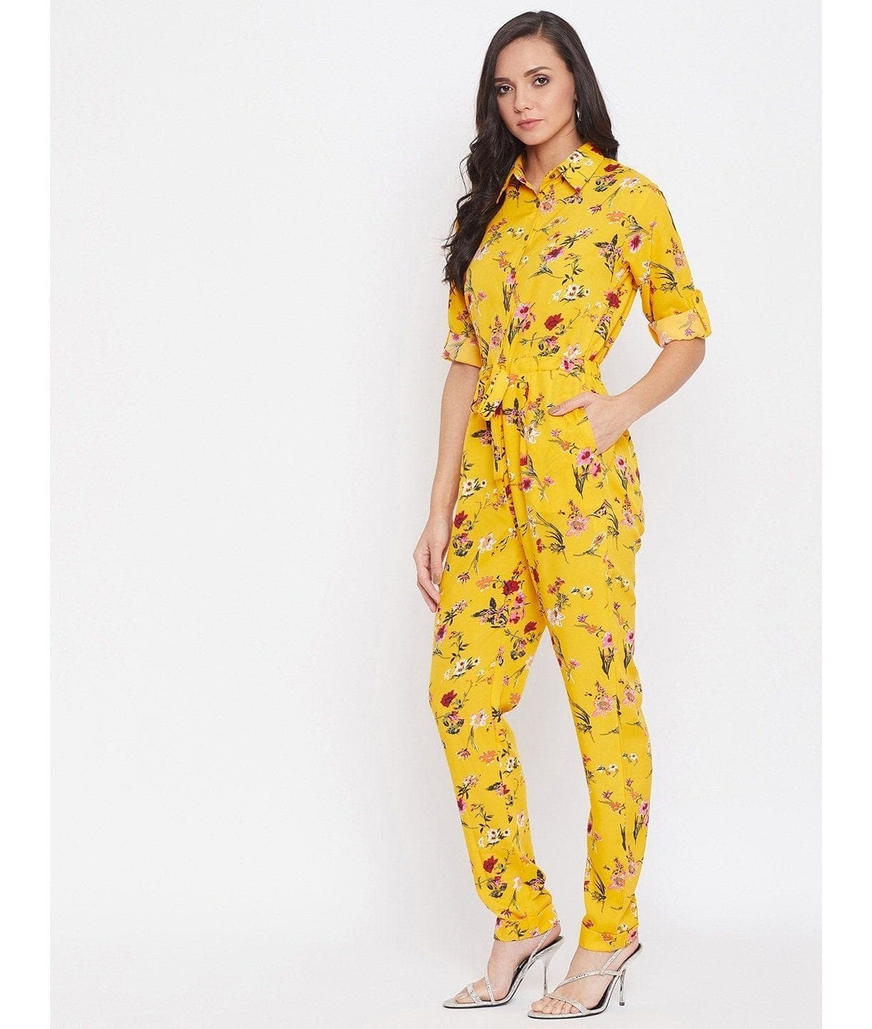 Floral Roll Up Jumpsuit