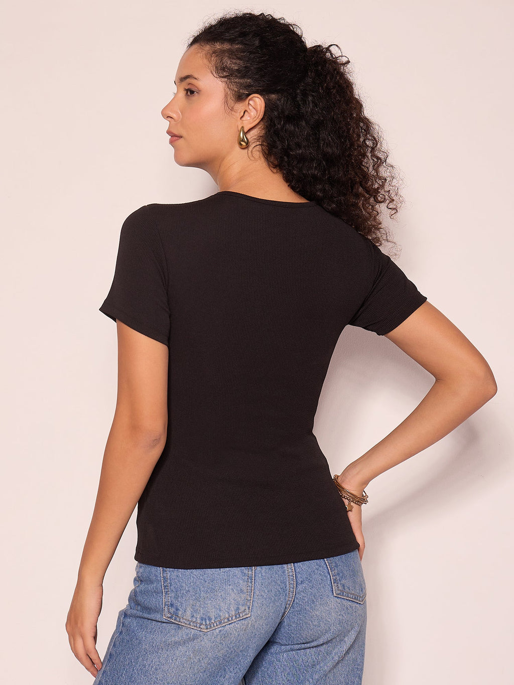 Stretchable Criss Cross Ribbed Top