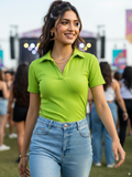 Stretchable Ribbed Polo Bodysuit