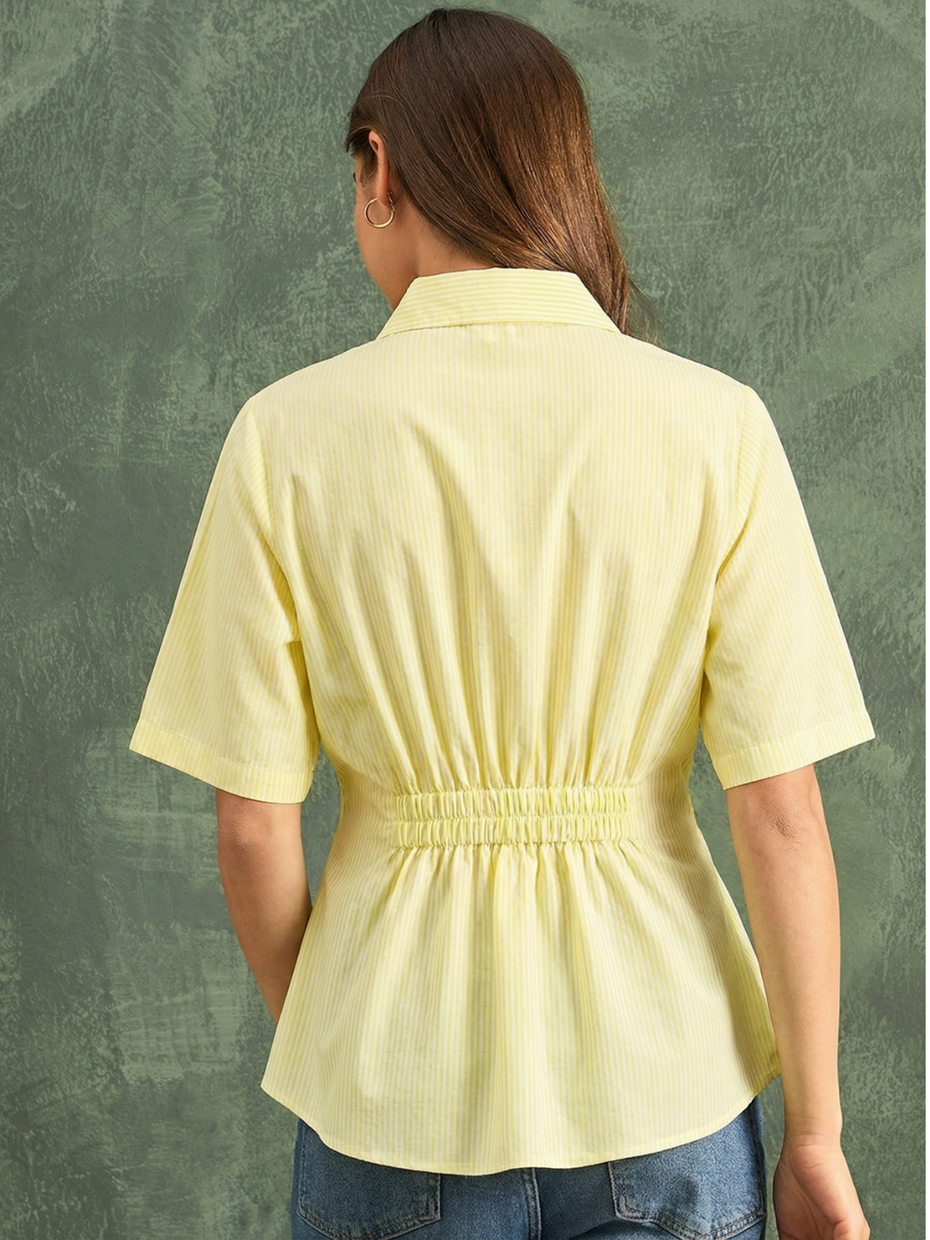 Drop Shoulder Pleated Pure Cotton Shirt