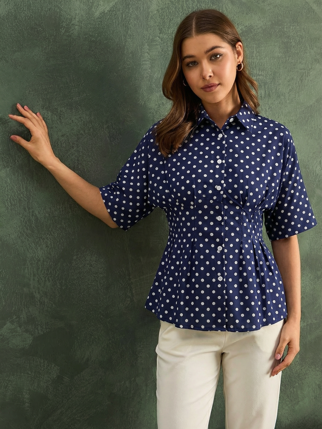 Drop Shoulder Pleated Pure Cotton Shirt