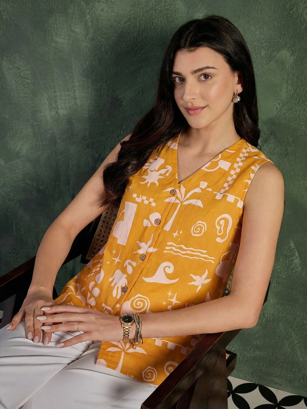 Pure Cotton Printed Waistcoat