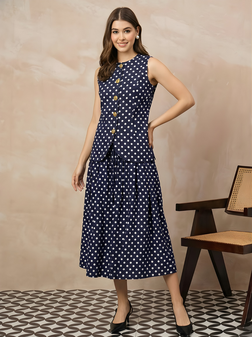 Pure Cotton Waistcoat and Skirt Set