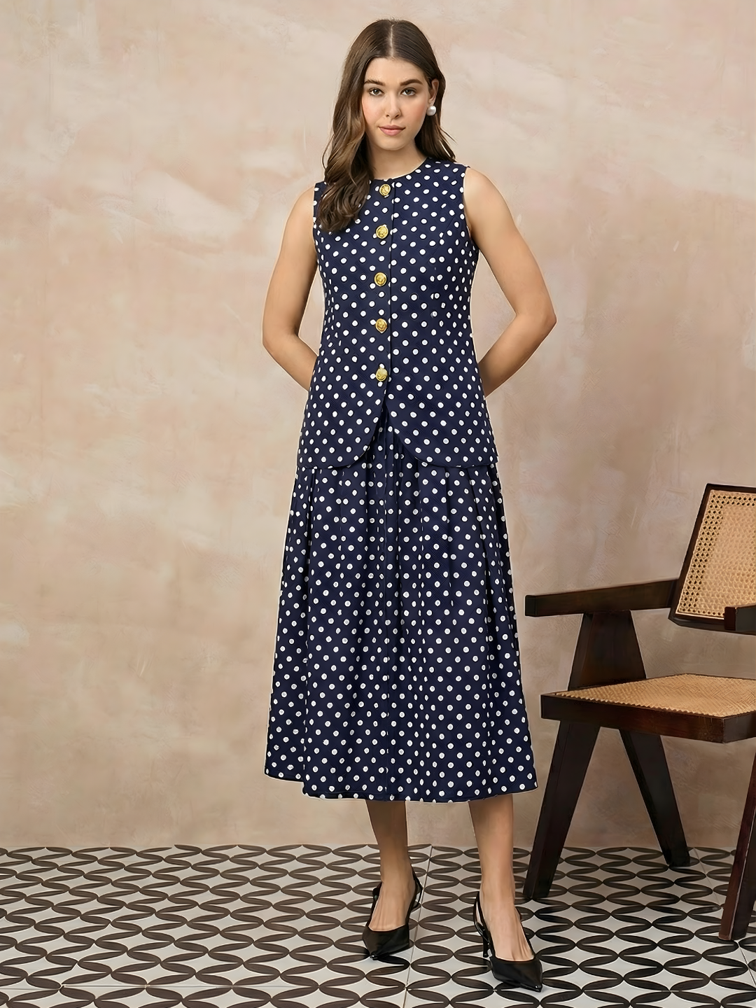 Pure Cotton Waistcoat and Skirt Set