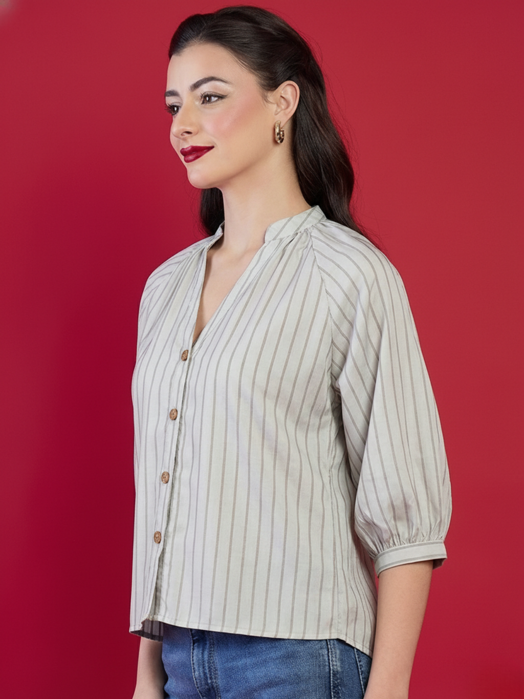 Puff Sleeve Pure Linen Shirt