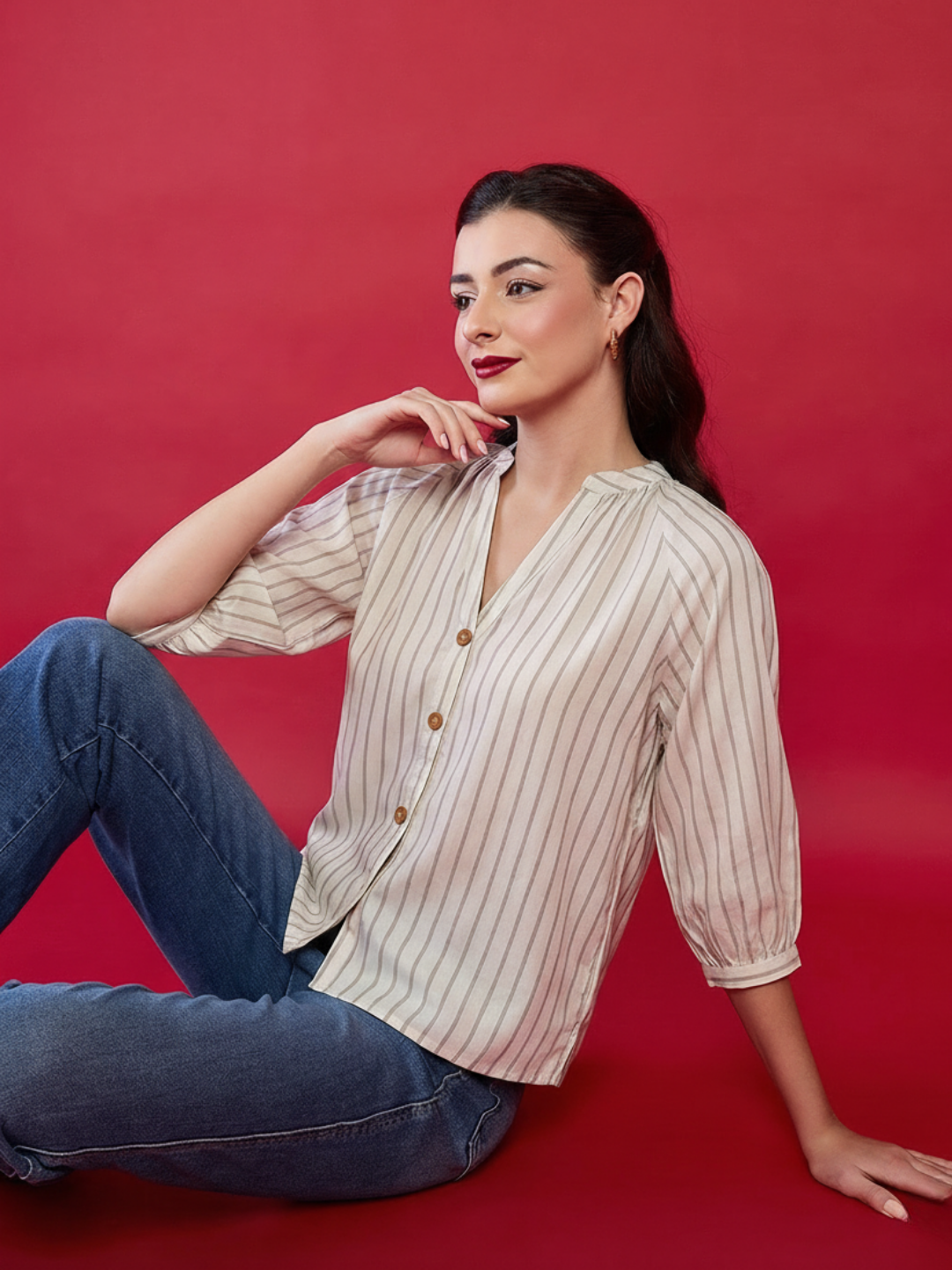Puff Sleeve Pure Linen Shirt