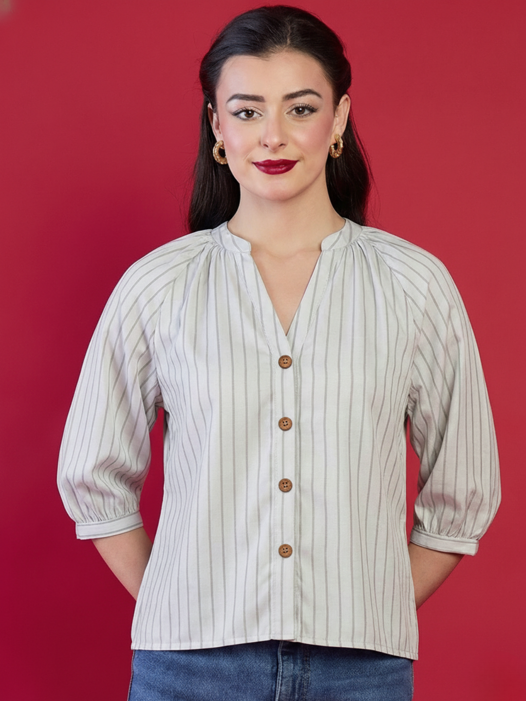 Puff Sleeve Pure Linen Shirt