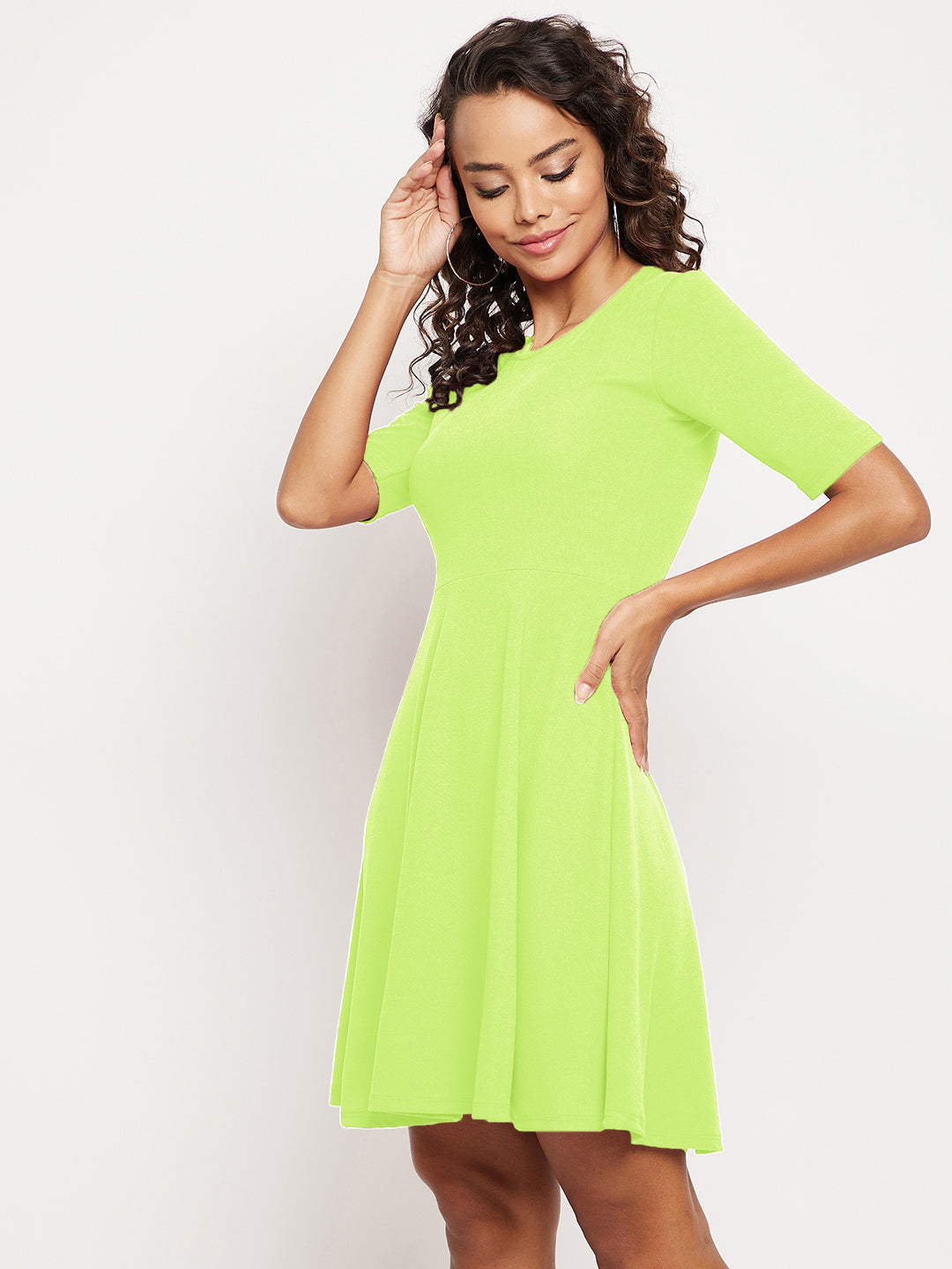 Round Neck Stretchable Skater Dress