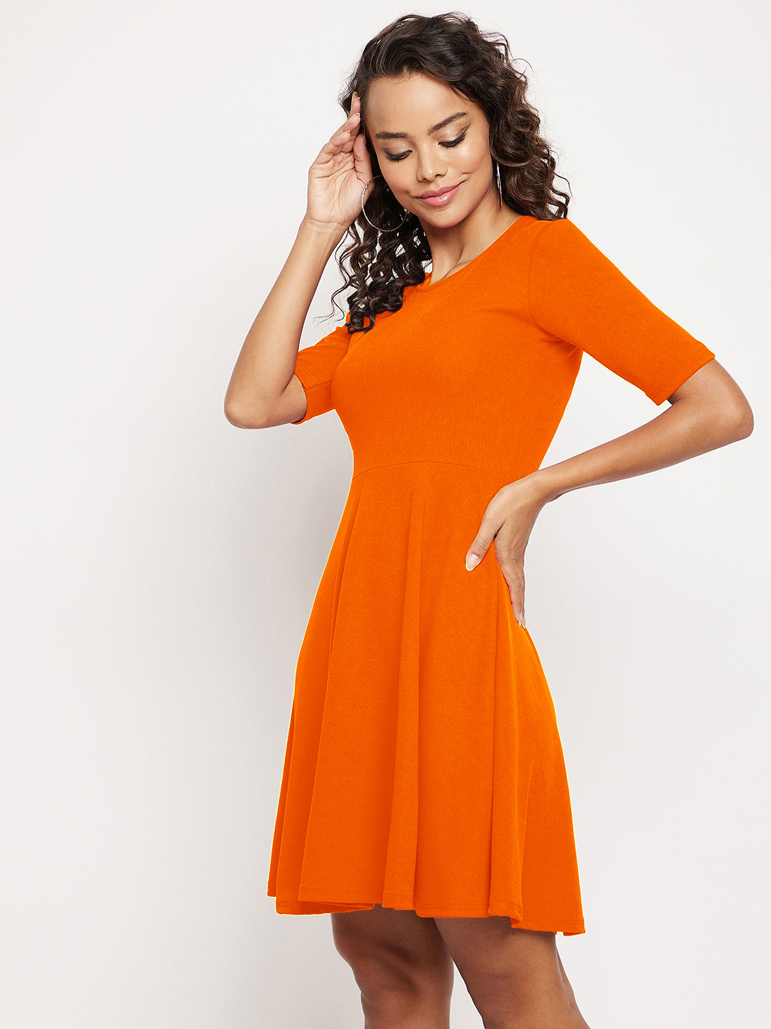 Round Neck Stretchable Skater Dress