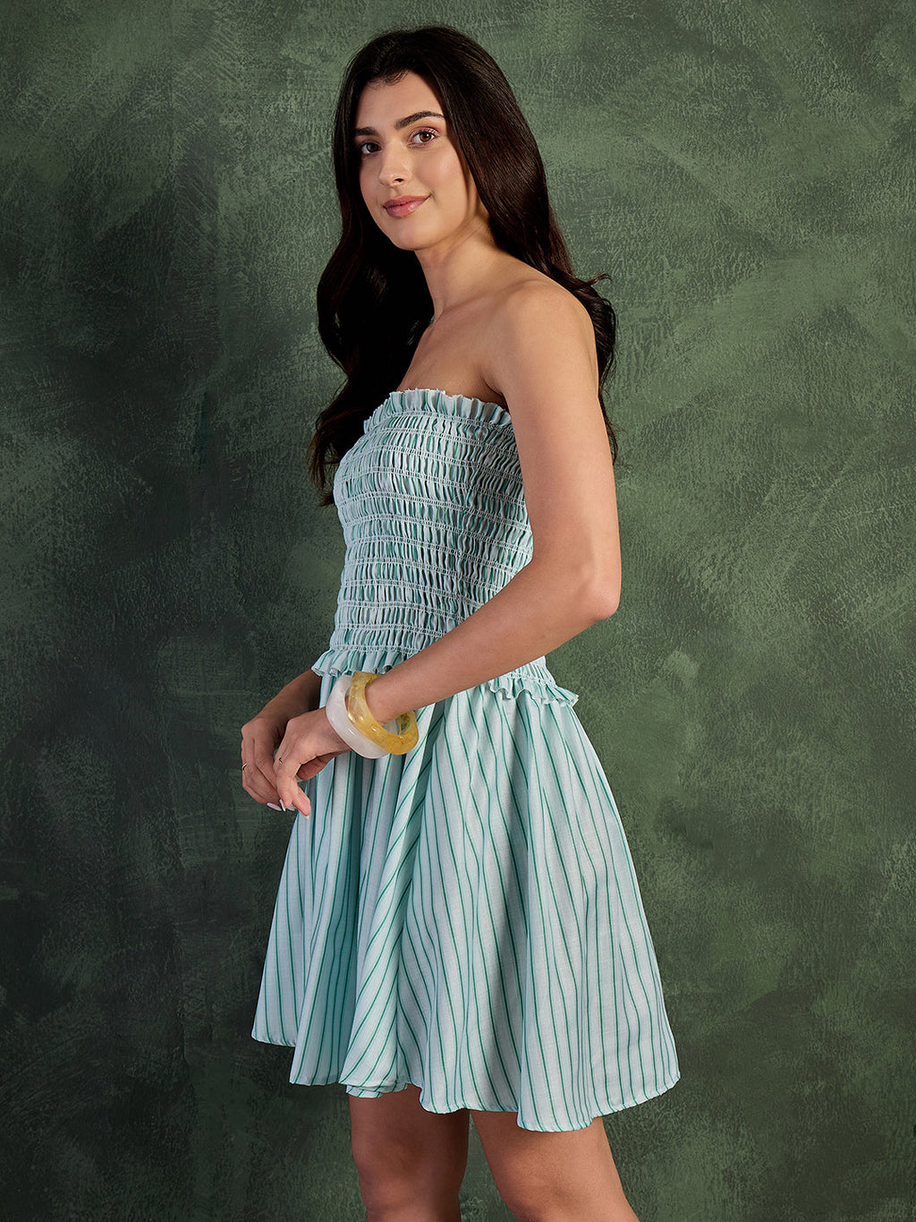 Pure Linen Strapless Mini Dress