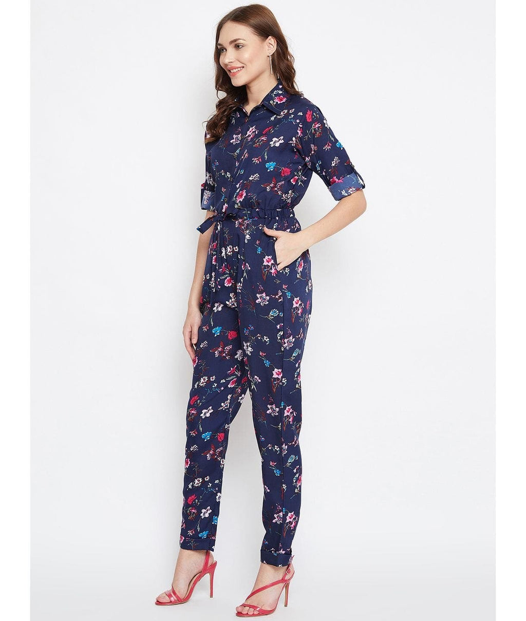 Floral Roll Up Jumpsuit