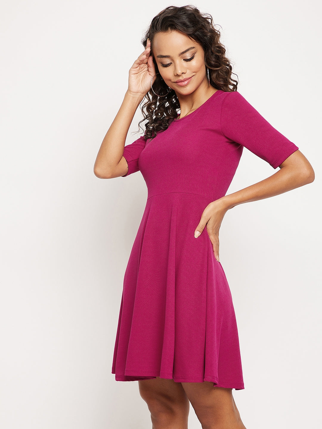 Round Neck Stretchable Skater Dress