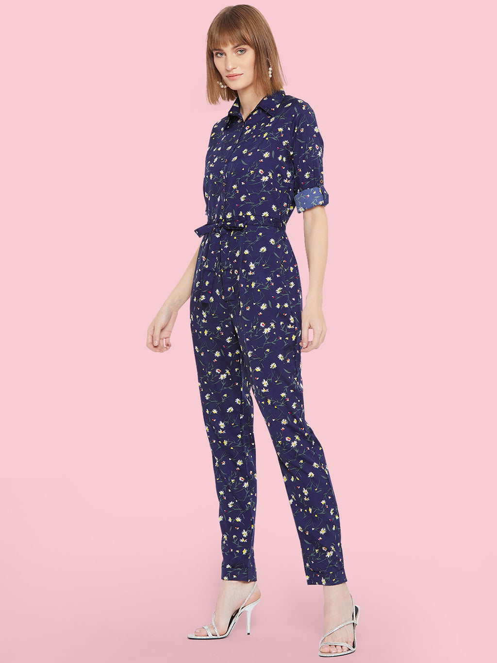 Floral Roll Up Jumpsuit