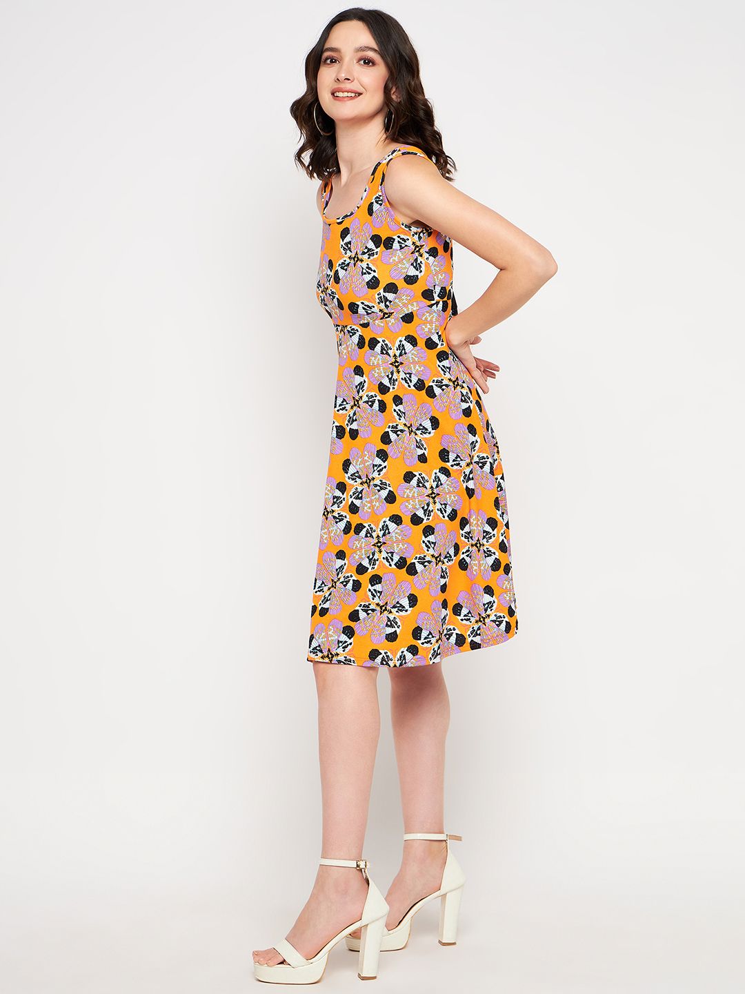 Sleeveless Round Neck Stretchable Skater Dress