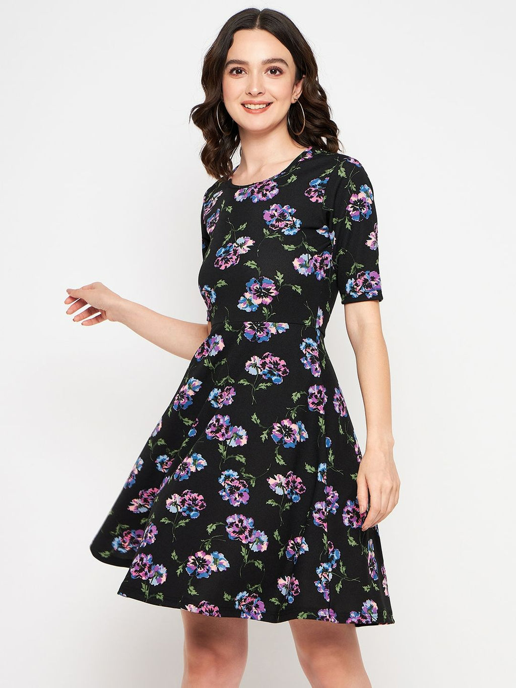 Round Neck Stretchable Skater Dress