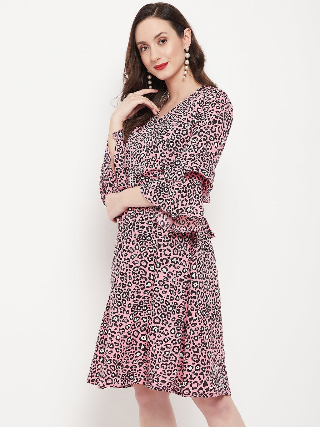 Wrap Bell Sleeves Skater Dress