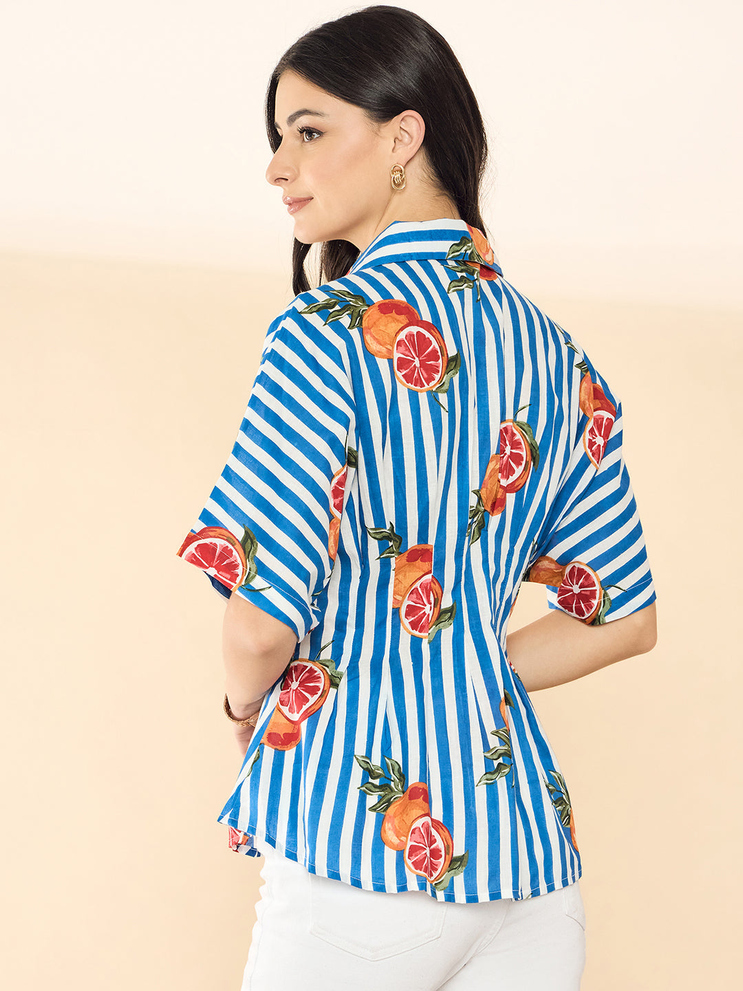 Drop Shoulder Pleated Pure Cotton Shirt