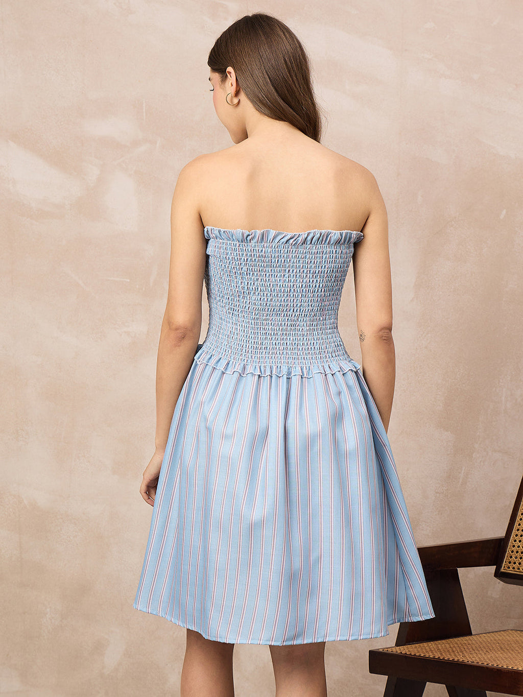 Pure Linen Strapless Mini Dress