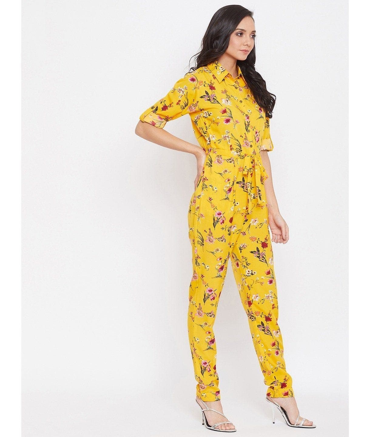 Floral Roll Up Jumpsuit