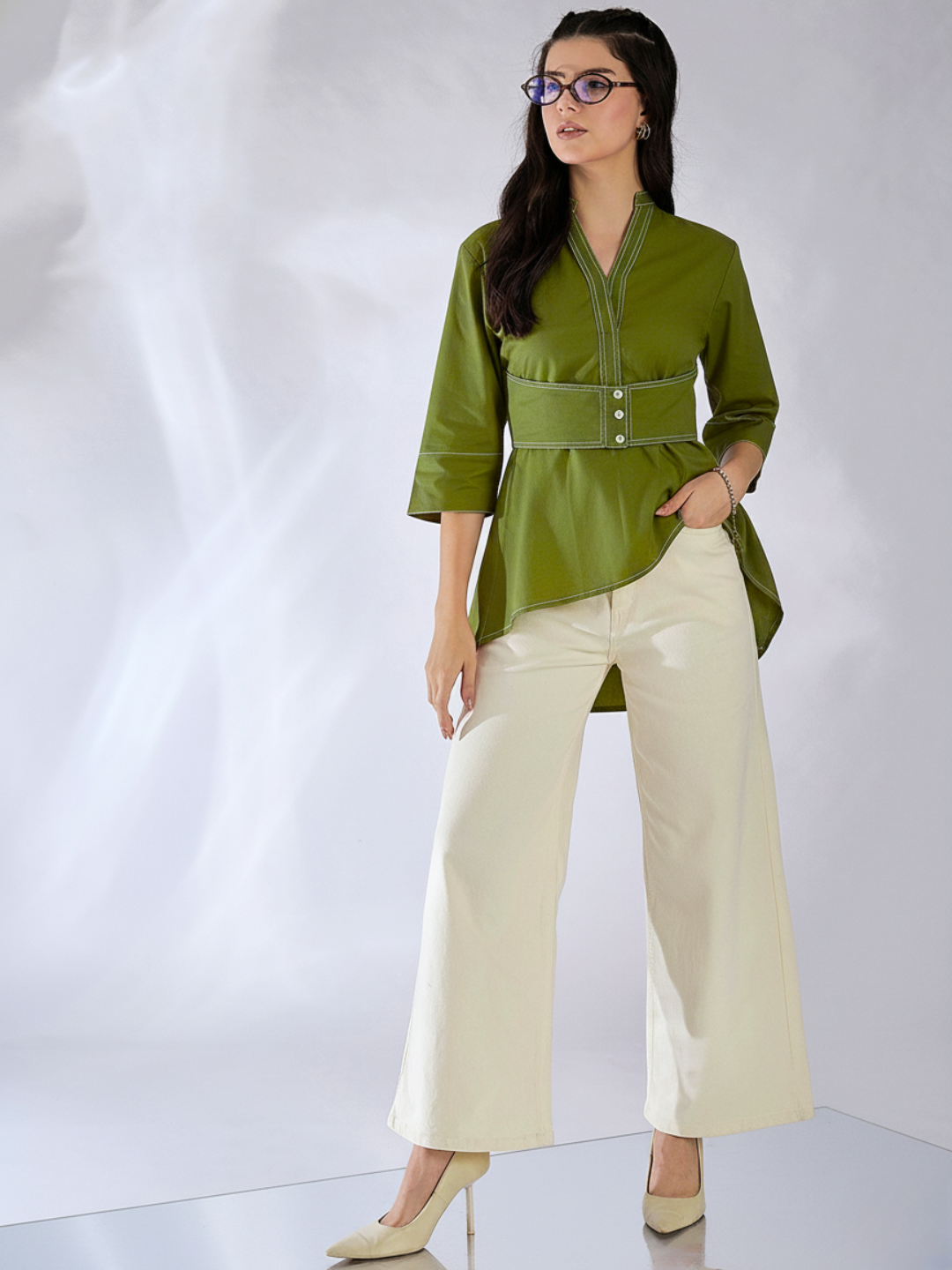 Corset Panelled Cotton Shirt