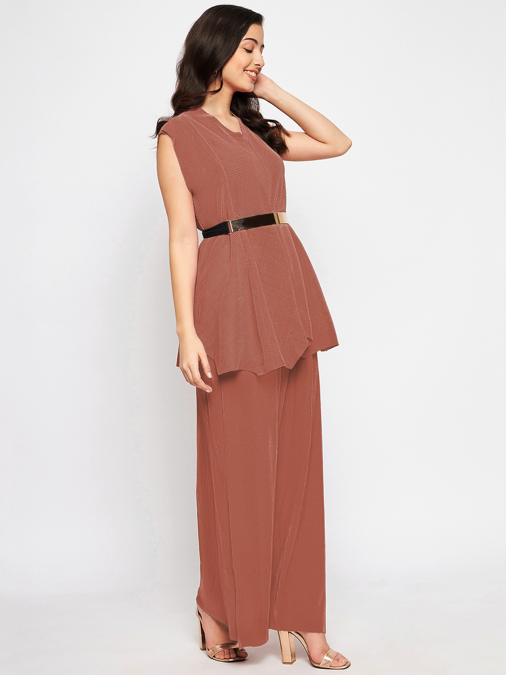 Pleated Pants with a Front Drape