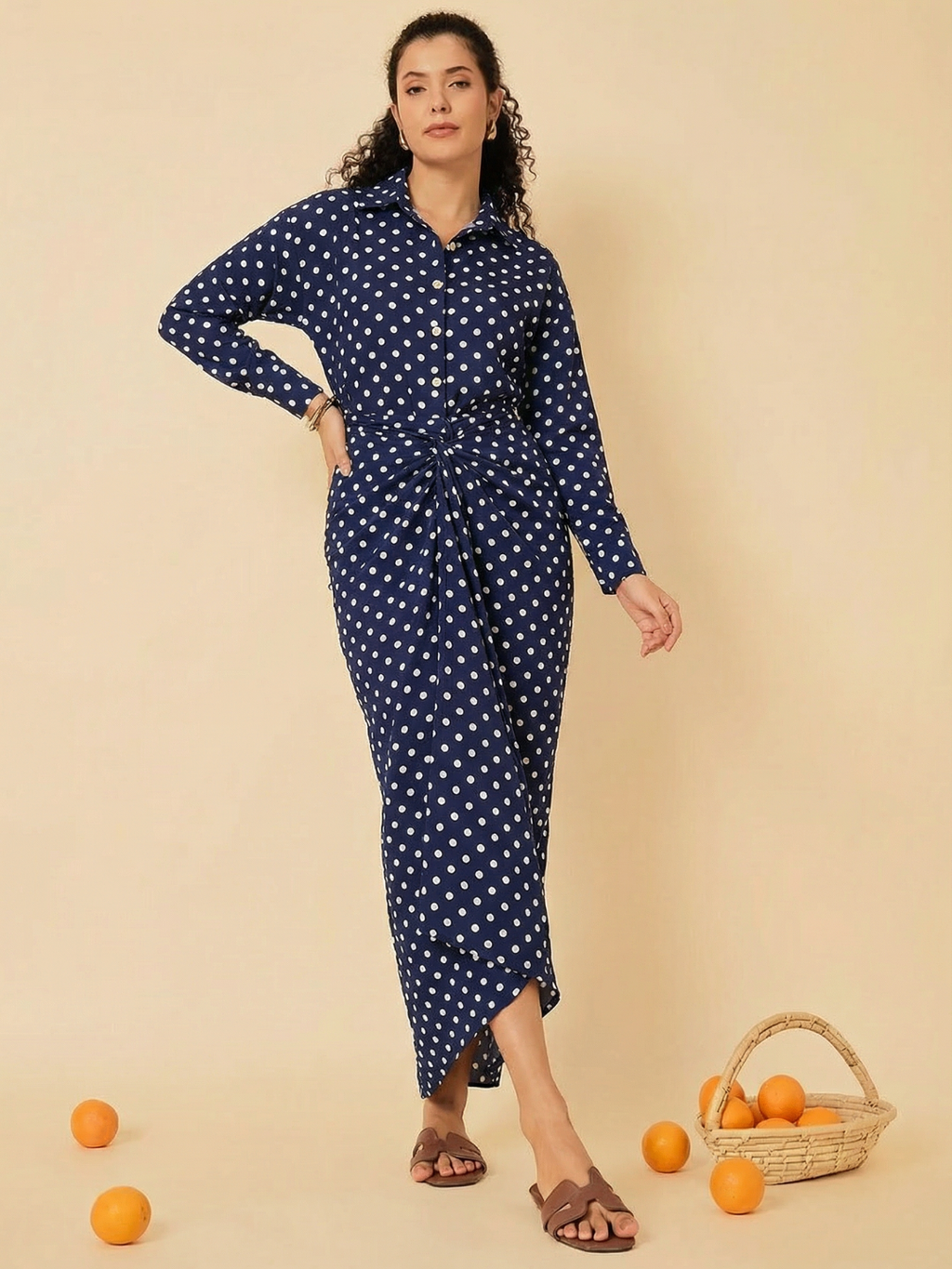 Printed Shirt with Front Twist Skirt Co-ord Set