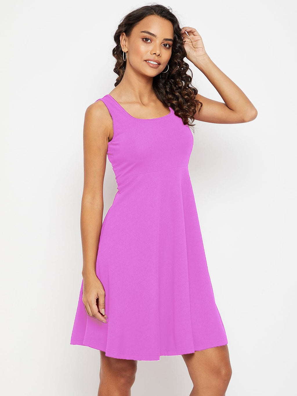 Sleeveless Round Neck Stretchable Skater Dress
