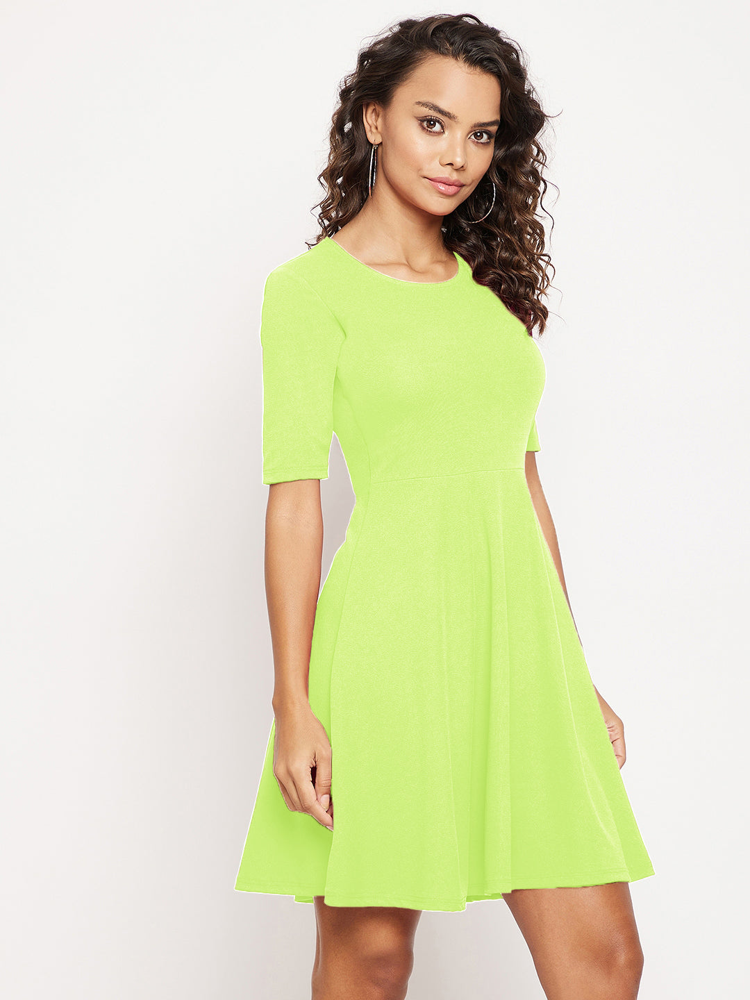 Round Neck Stretchable Skater Dress