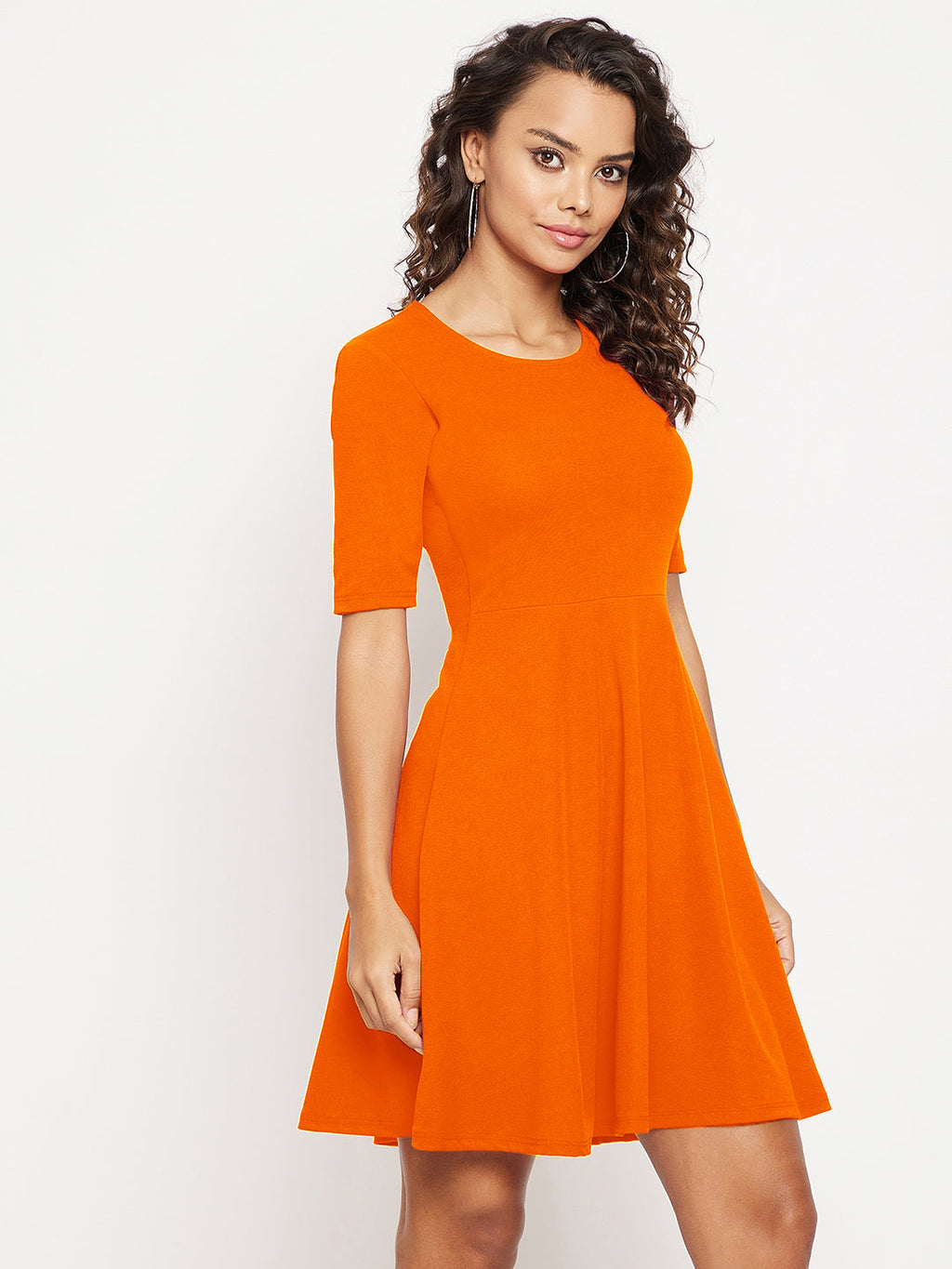 Round Neck Stretchable Skater Dress