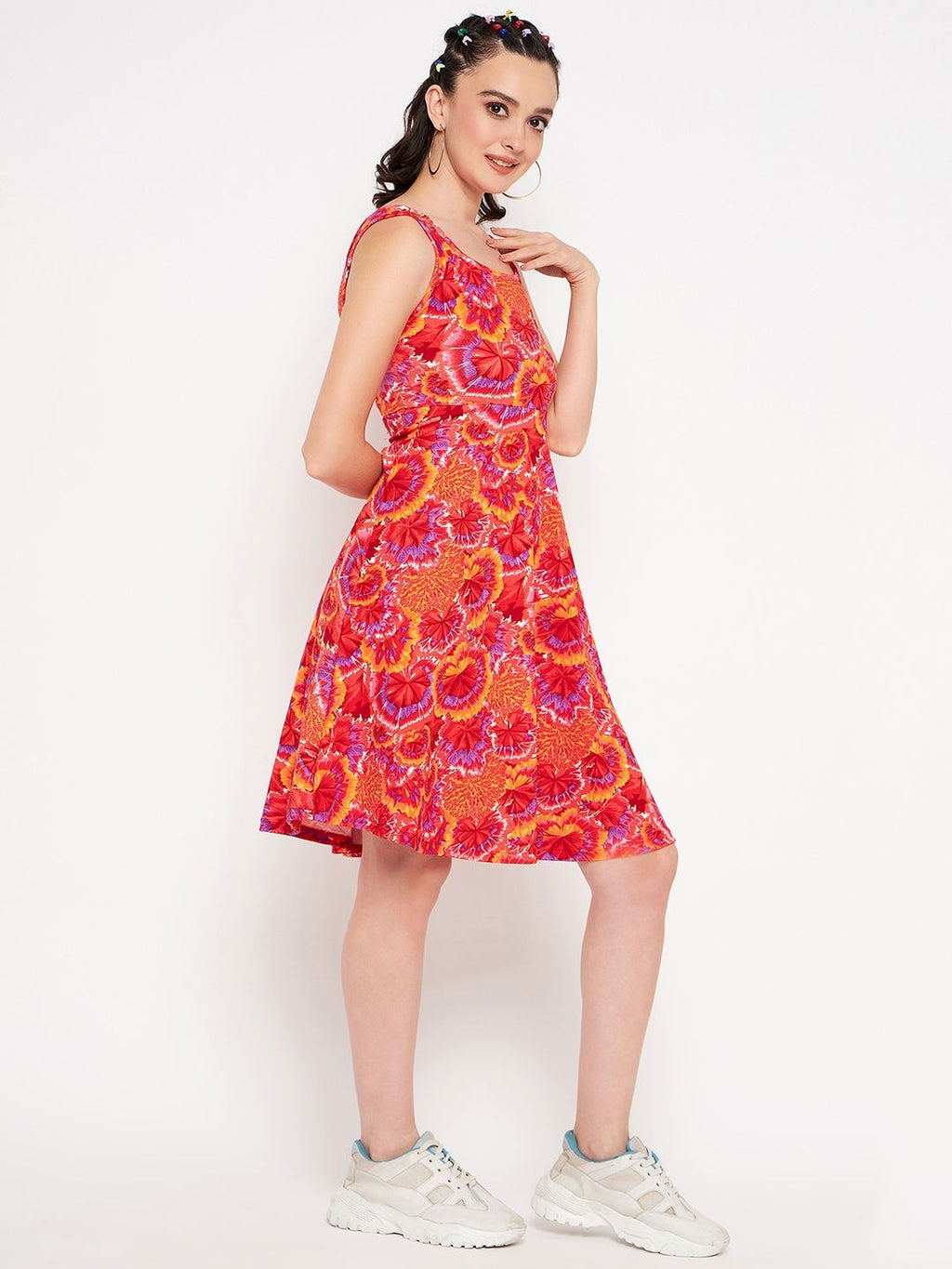 Sleeveless Round Neck Stretchable Skater Dress