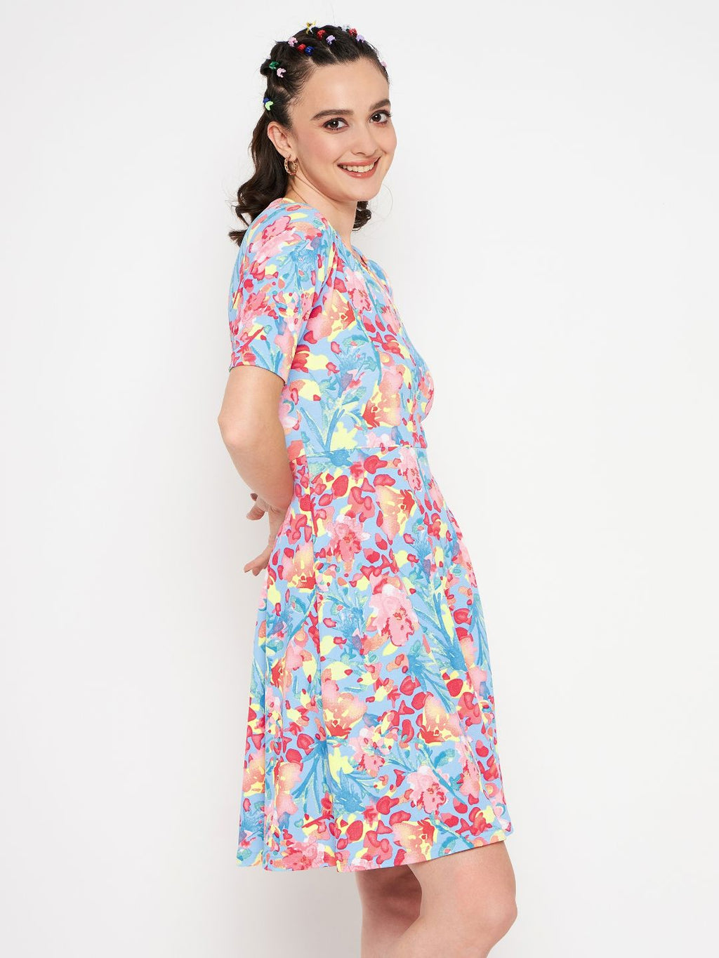 Round Neck Stretchable Skater Dress