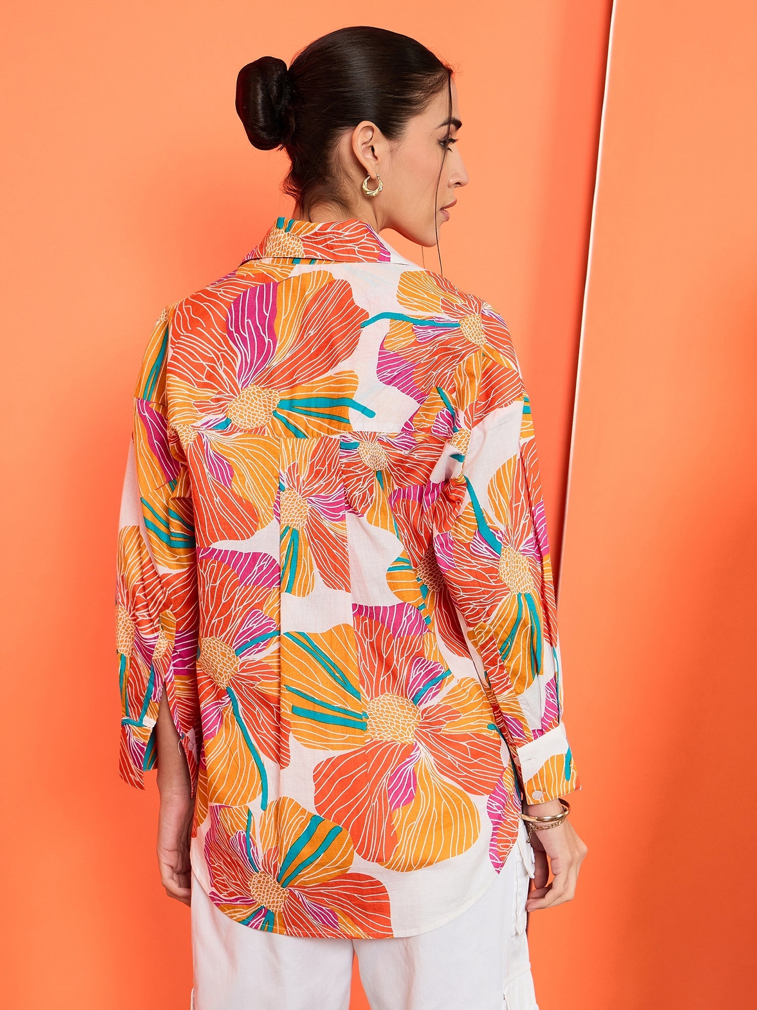Printed Asymmetrical Cotton Shirt