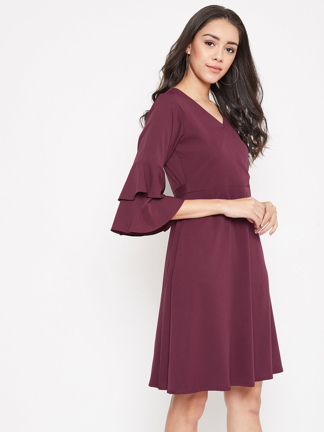Wrap Bell Sleeves Skater Dress