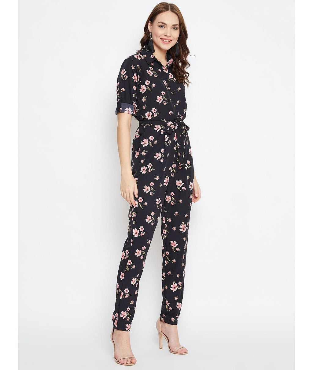 Floral Roll Up Jumpsuit