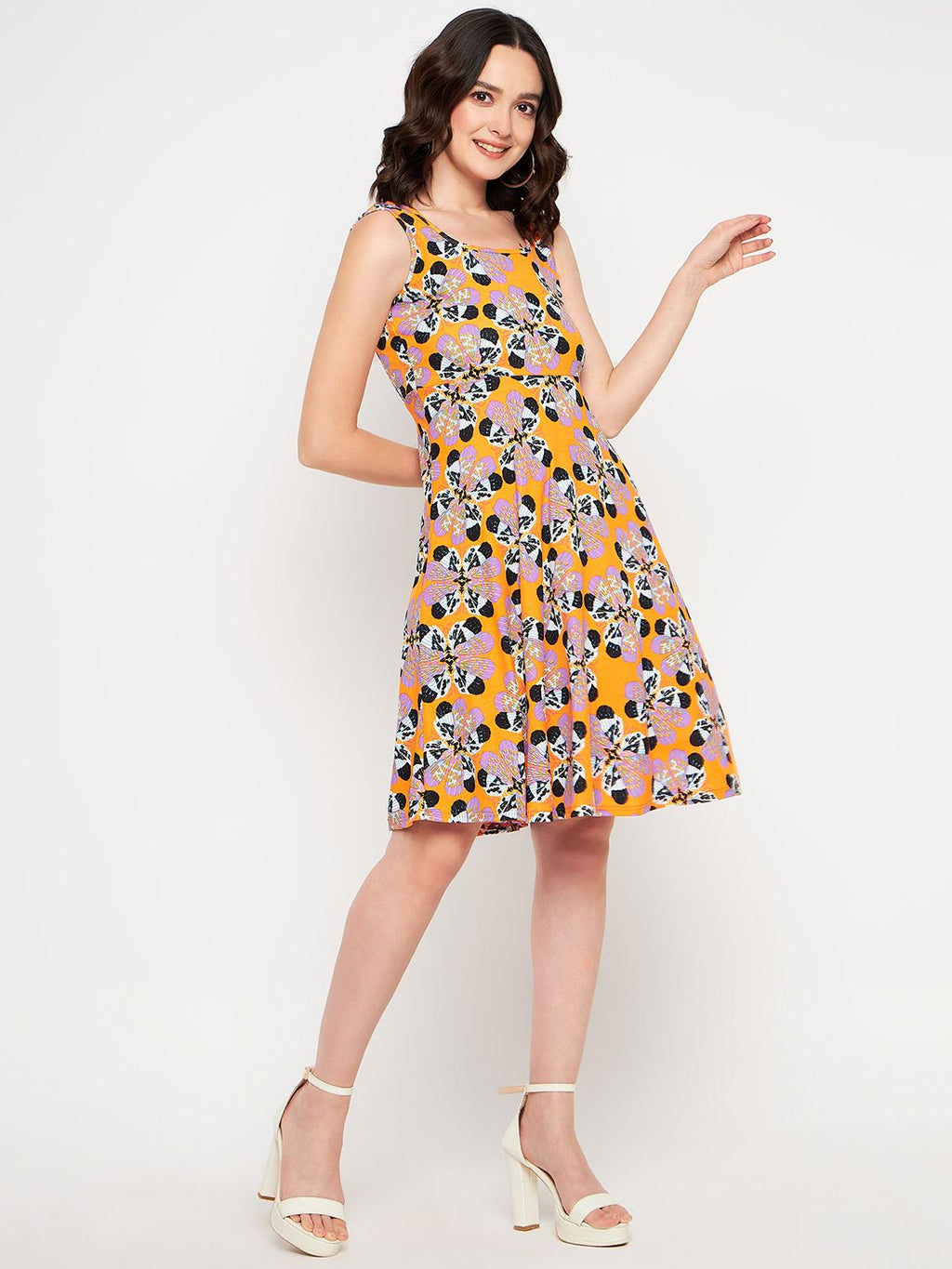 Sleeveless Round Neck Stretchable Skater Dress