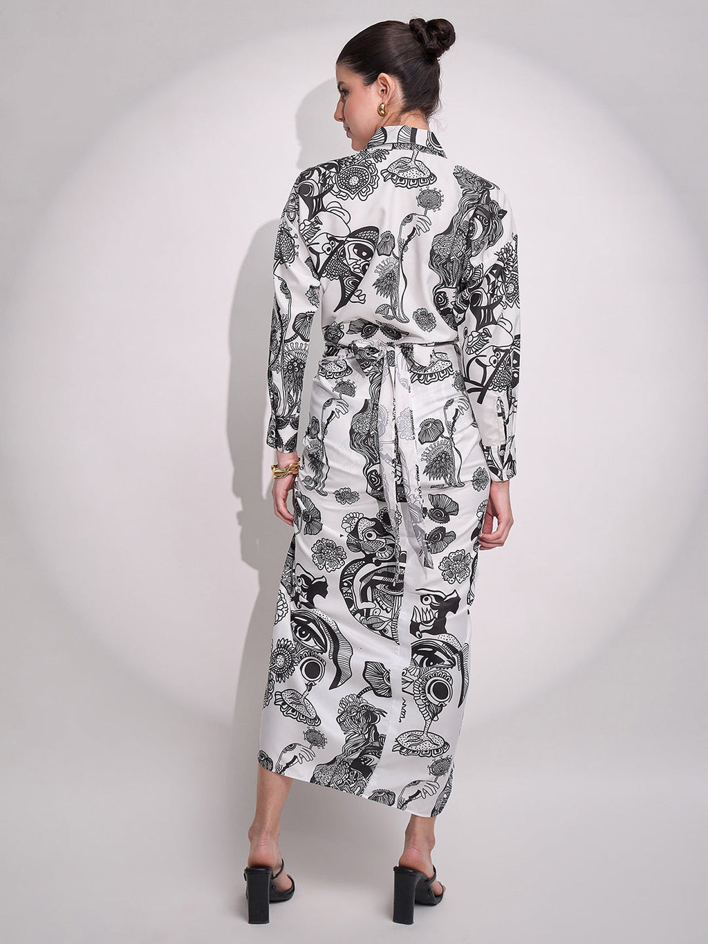 Printed Shirt with Front Twist Skirt Co-ord Set