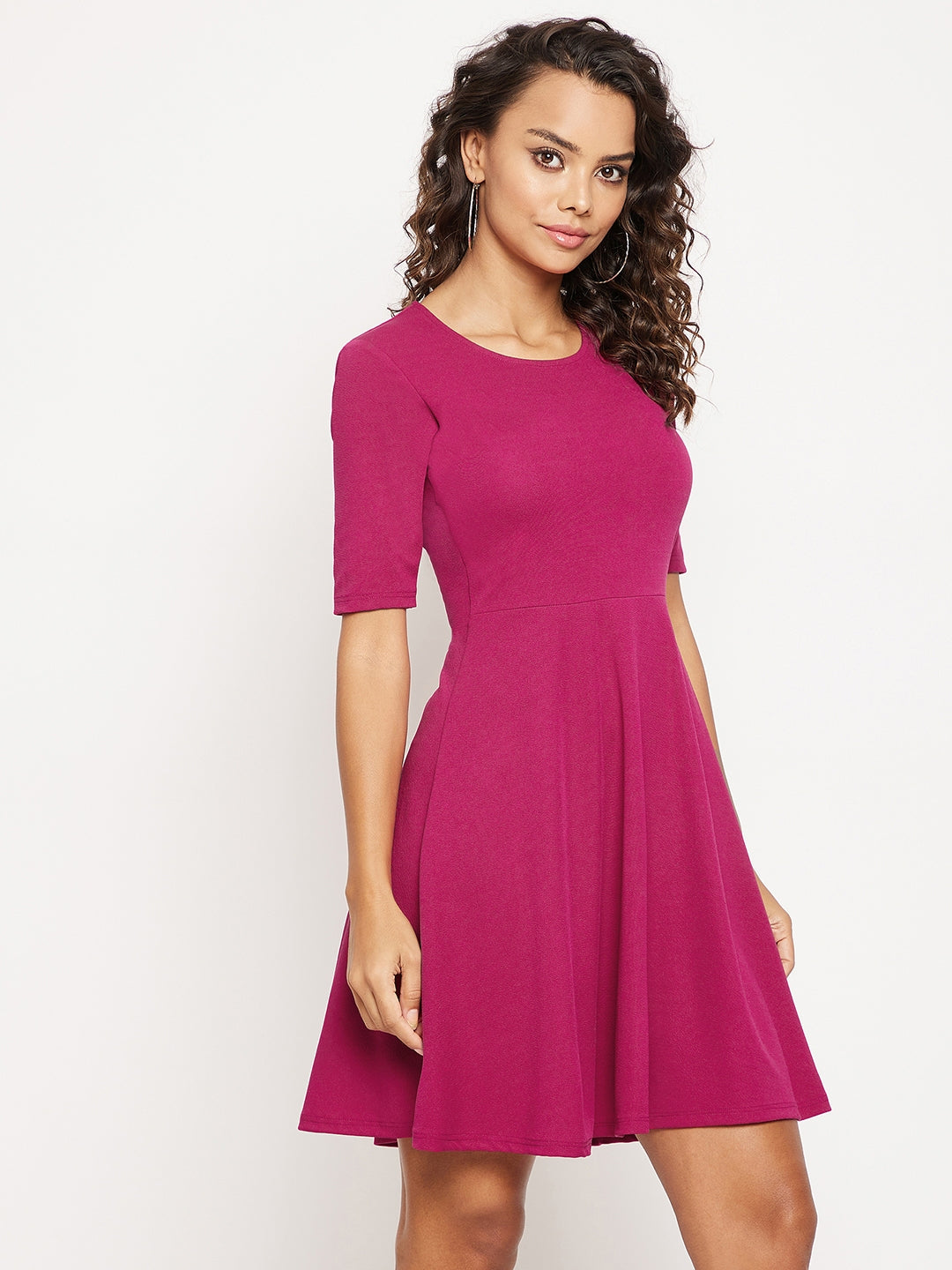 Round Neck Stretchable Skater Dress