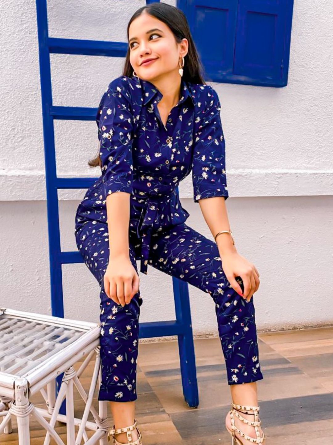 Floral Roll Up Jumpsuit