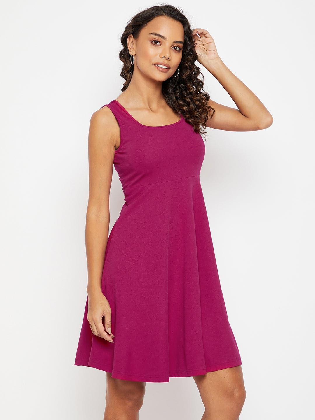 Sleeveless Round Neck Stretchable Skater Dress