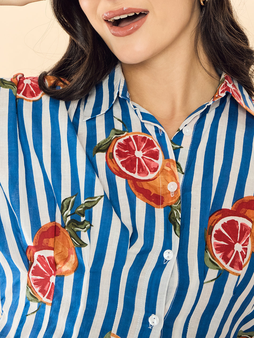 Drop Shoulder Pleated Pure Cotton Shirt